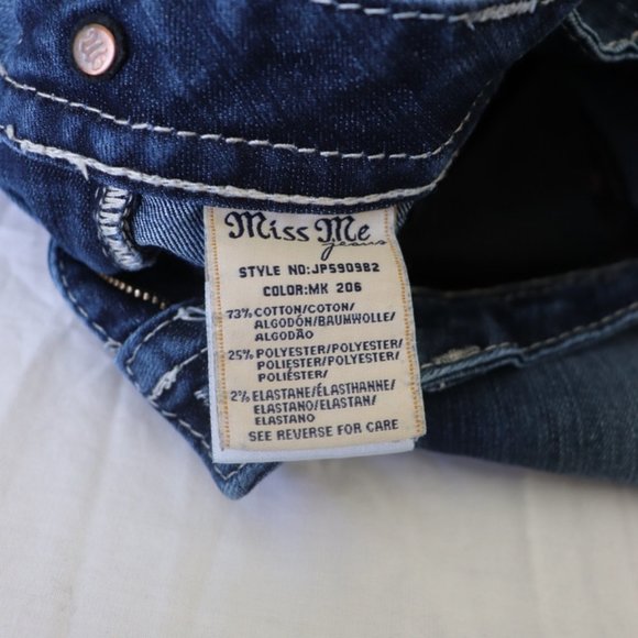 MISS ME Boot Cut Blue Jeans JP5909B2 Boot w/ Flap Pockets Size 28 - Picture 7 of 8